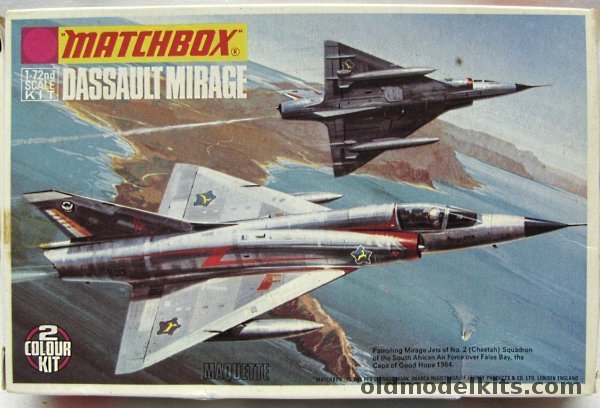 Matchbox 1/72 Dassault Mirage IIIC - No. 2 (Cheetah) Sq South Africa 1964 /  French 3e Escadre de Chassse (Escadron 111/2 'Alsace') 1968, PK20 plastic model kit